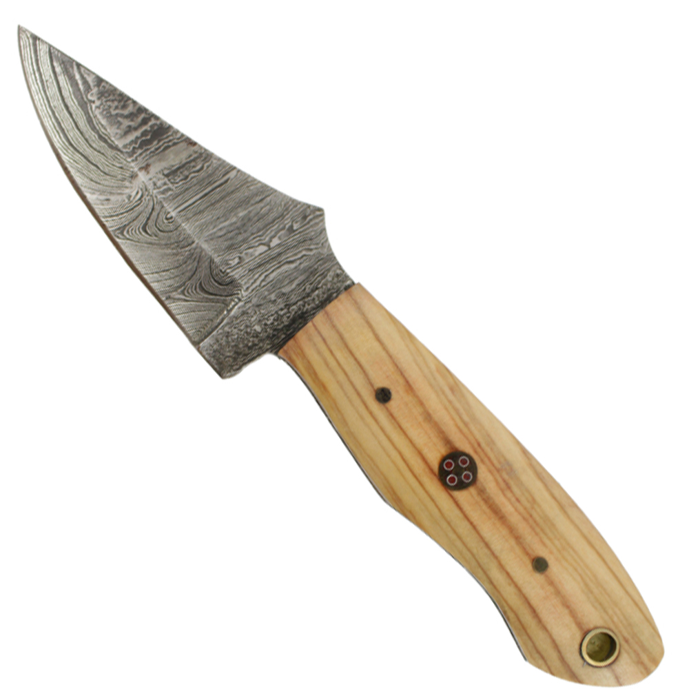 Explore True Damascus Fixed Blade Knife Wsheath Olive Wood