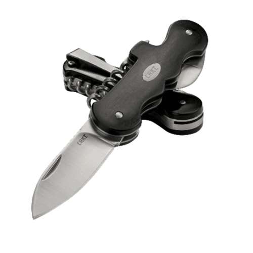 Triple Play Folding Black Knife w Corkscrew