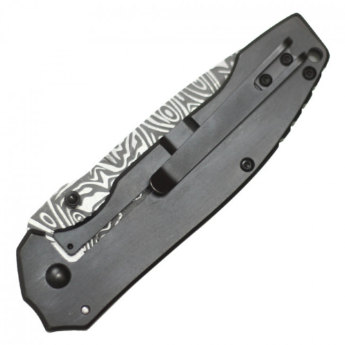 Wartech Etched Damascus Folding Knife