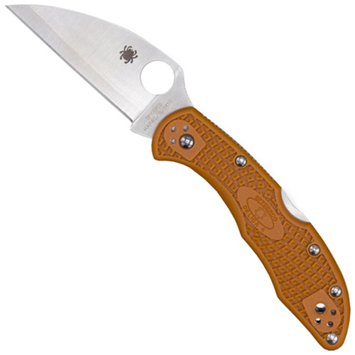 Delica 4 Wharncliffe Plain Edge Blade Folding Knife  - Burnt Orange