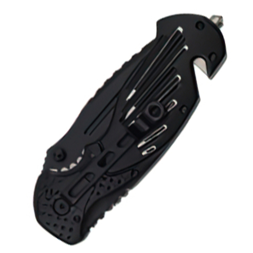 Spring Assisted Rescue Folding Knife - Silver