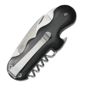 Triple Play Folding Black Knife w Corkscrew