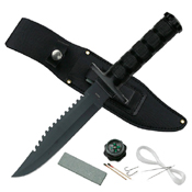 CK-086 Reverse Serrated Fixed Blade Knife w/ Survival Kit