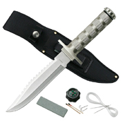 CK-086 Reverse Serrated Fixed Blade Knife w/ Survival Kit