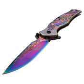 Dark Side Blades Two Tone Stainless Steel Handle Folding Knife