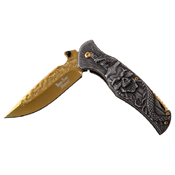 Dark Side Blades Two Tone Stainless Steel Handle Folding Knife