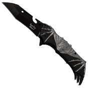 Dark Side Blades Bat Art Anodized Aluminum Handle Folding Knife