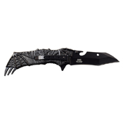 Dark Side Blades Bat Art Anodized Aluminum Handle Folding Knife