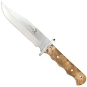 Elk Ridge Burl Wood Handle Fixed Blade Knife w/ Nylon Sheath