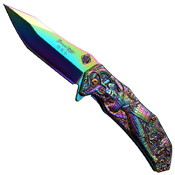 Master Collection Laser Etch Ti Blade Sculpted Art Folding Knife