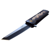 MC-A061D Folding Knife - Handle w Embossed Dragon Graphic