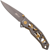 MT-1176GY Folding Knife - Handle w Gold Liner