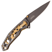 MT-1176GY Folding Knife - Handle w Gold Liner