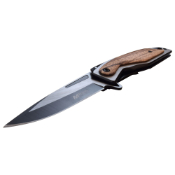 MTech Usa Folding Knife - Aluminum Handle w/ Wood Overlay