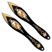 PP Color Print Flame Skull On Blade Throwing Knife Set