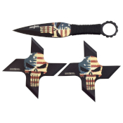 American Skull Throwing Knife & 2 Throwing Stars