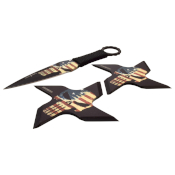 American Skull Throwing Knife & 2 Throwing Stars