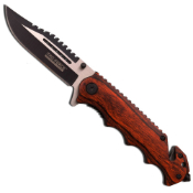 TF-809WD Folding Knife - Brown wood handle