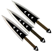 Arrowhead Throwing Knife Set - 3 Piece - Brown Paracord