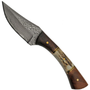 True Damascus Fixed Knife Stag Antler