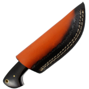 True Damascus Fixed Knife w/Sheath - Bison Horn