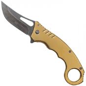 Tactical TiNite Karambit Folding Knife - Gold