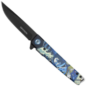 Folding Steel Pocket Blade with Blue Samurai Handle