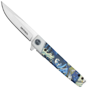 Folding Steel Pocket Blade with Blue Samurai Handle