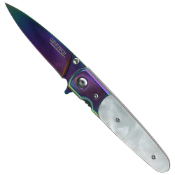 7'' Spring Assisted Folding Knife w/ Marble Inlay